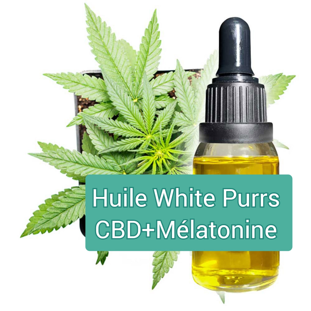 Huile CBD White Purrs / 10% CBD / 40mg Mélatonine / 0% THC