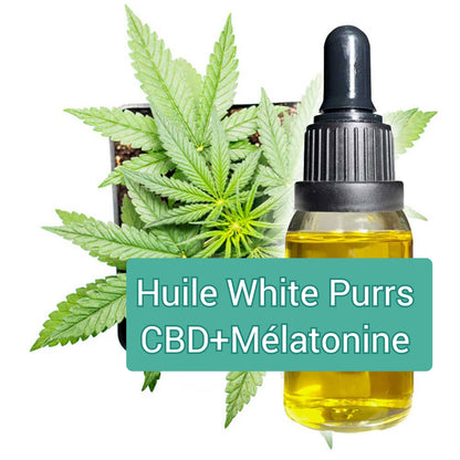 Huile CBD White Purrs / 10% CBD / 40mg Mélatonine / 0% THC